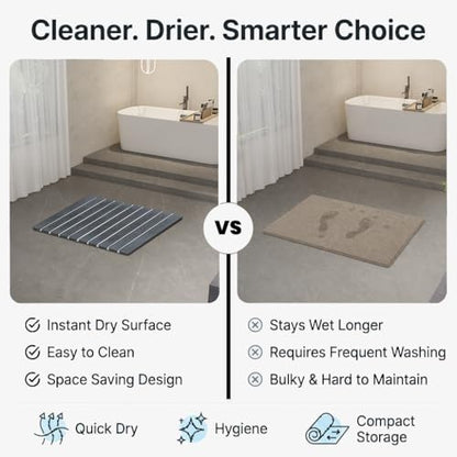 AUDRILO Diatomaceous Stone Bath Mat, Foldable Stone Bath Mats, Quick Drying Bathroom Pad, Super Absorbent & Quick Dry Shower Mat, New Apartment Essential & Housewarming Gift - 23.8 x 15.8 - Grey
