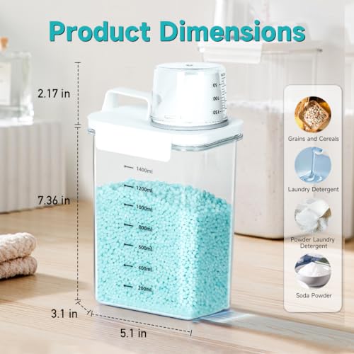 Tokokimo Laundry Detergent Dispenser - Powder Container & Scent Booster Beads Dispenser for Laundry Room Organization