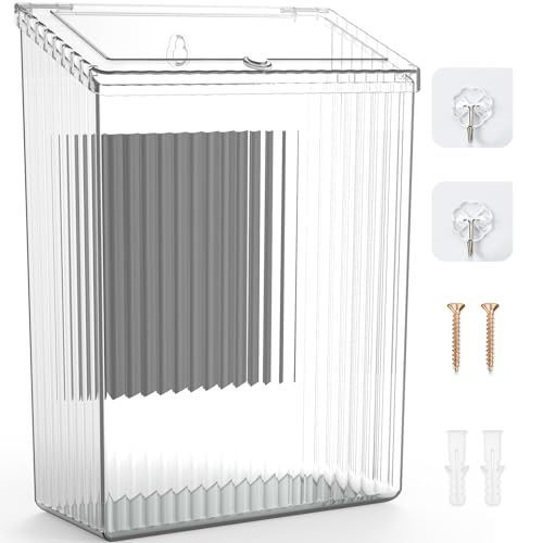 Sealegend Magnetic Trash Can with Lid, Space Saving Lint Bin Clear | Wastebasket for Kitchen, Refrigerator, Cabinet, Bathroom & Laundry Room