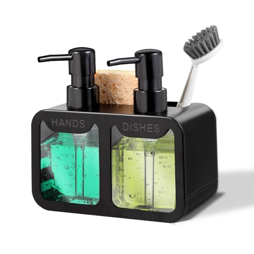 Kitchen Soap Dispenser Set, with Hand and Dish Soa... (Black | Plastic)