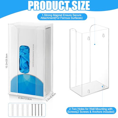 2 Pcs Acrylic Glove Box Holder Dispenser Glove Holder for Wall Mount Acrylic Rack Wall Floating Mask Dispenser for Medical Latex Rubber Disposable Mitten Boxes (Clear,Vertical Style)