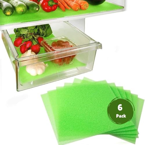 Fruit & Veggie Life Extender Drawer Liner - Refrig... (6 Count | Green | Polyurethane)