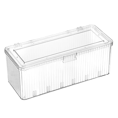 Clean Pads Container for Bathroom,Plastic Makeup Sponge Organizer | Square Cotton Pad Holder Dispenser for Makeup Desktop Organizer with Lid for Vanity