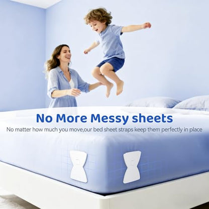 Fitted Sheet Holders for Corners Upgrade Bed Sheet Grippers Sheet Clips | 4Pcs Bed Sheet Holders for Corners Heavy Duty Sheet Clips Fitted All Mattress Sizes, Lock Sheet Holders Keep Firm