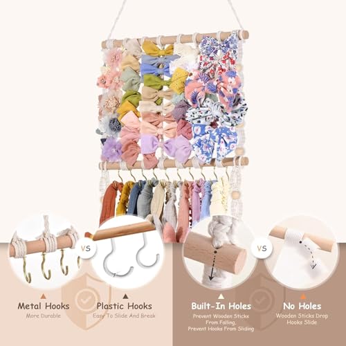 Headband Holder Bows Organizer For Girls Baby Hair Accessories Organizer | Bow Holder for Girls Hair Bows Organizer Wall Hanging Storage Baby Girl Nursery Decor Toddler Hair Accessories Organizer