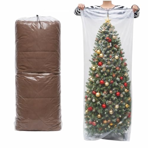 2 PCs/pack Drawstring Plastic Dust Cover Bags,Transparent Storage Bags with multi-purpose for Home Organization, suitable for luggage, blanket, big doll, duvet and reusable (Golf Bag & Mattress Bag)