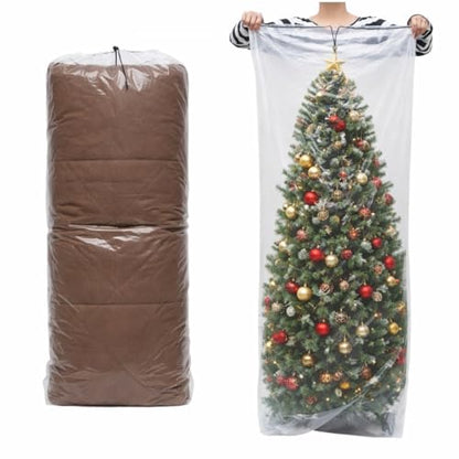 2 PCs/pack Drawstring Plastic Dust Cover Bags,Transparent Storage Bags with multi-purpose for Home Organization, suitable for luggage, blanket, big doll, duvet and reusable (Golf Bag & Mattress Bag)