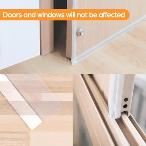 33.5 Ft Weather Stripping Door Seal Strip, Silicone Tape for Draft Stopper, Self Adhesive Shower Door Bottom Seal and Insulation Strip for Door Frame, Windows and Glass Gaps (Transparent, 25+35mm)