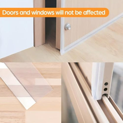 33.5 Ft Weather Stripping Door Seal Strip, Silicone Tape for Draft Stopper, Self Adhesive Shower Door Bottom Seal and Insulation Strip for Door Frame, Windows and Glass Gaps (Transparent, 25+35mm)
