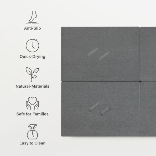 Dorai Home Stone Bath Mat for Bathroom | Quick-Drying Diatomaceous Earth Shower Mat, Non-Slip Natural Stone Modern Bathroom Rugs, Customizable Design | Slate, Large - 32.1" x 22.8" x 0.6"