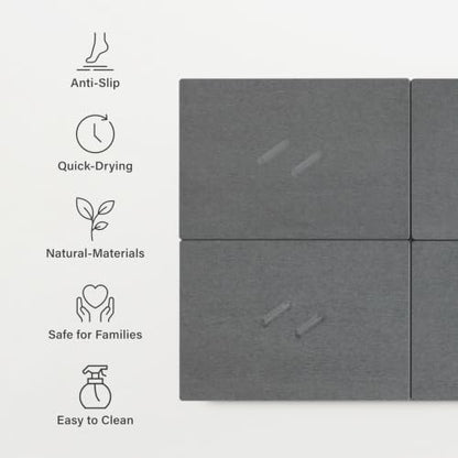 Dorai Home Stone Bath Mat for Bathroom | Quick-Drying Diatomaceous Earth Shower Mat, Non-Slip Natural Stone Modern Bathroom Rugs, Customizable Design | Slate, Large - 32.1" x 22.8" x 0.6"