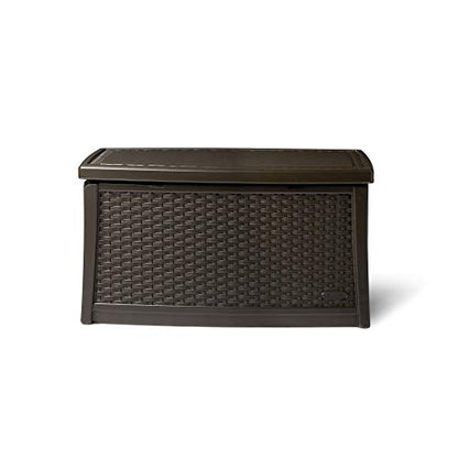 Suncast 30 Gallon Resin Outdoor Patio End Table Storage Box, Java, Made in the USA