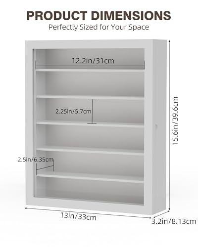TJ.MOREE Sunglass Organizer Wall Mounted Glasses Holder Display Case 6 Tier | 13 x 15.6 inches Wooden Storage Box for Multiple Pairs Eyeglasses Sports Sunglasses