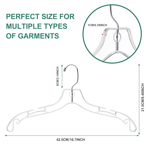Quality Clear Hangers 12 Pack - Crystal Hangers for Clothes - Durable Plastic Hanger Set - Invisible Dress for Suits - Heavy Duty - Nonslip Coat and Shirt