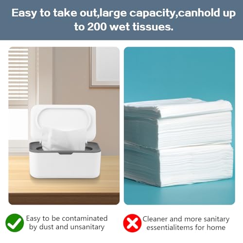 2Pcs Baby Wipes Dispenser,Wipe Holder Wipes Box for Baby & Adult(Gray/Blue) | Keeps Wet Tissue Fresh,Easy Pull Wipes Pouch Case,flushable wipes dispenser,baby wipe holder for baby wipe container