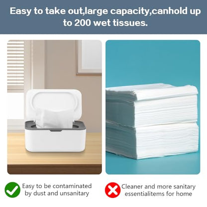 2Pcs Baby Wipes Dispenser,Wipe Holder Wipes Box for Baby & Adult(Gray/Blue) | Keeps Wet Tissue Fresh,Easy Pull Wipes Pouch Case,flushable wipes dispenser,baby wipe holder for baby wipe container