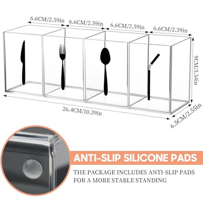 4 Section Acrylic Cutlery Storage Organizer Bin wi... (Clear | Acrylic)