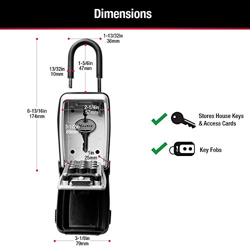 Master Lock Black Outdoor Key Lock Box with Push Buttons to Hide a Key, Easily Set, Share, and Change Combination for Tenants, Guests, Clients, Move Between Listings, 5422E