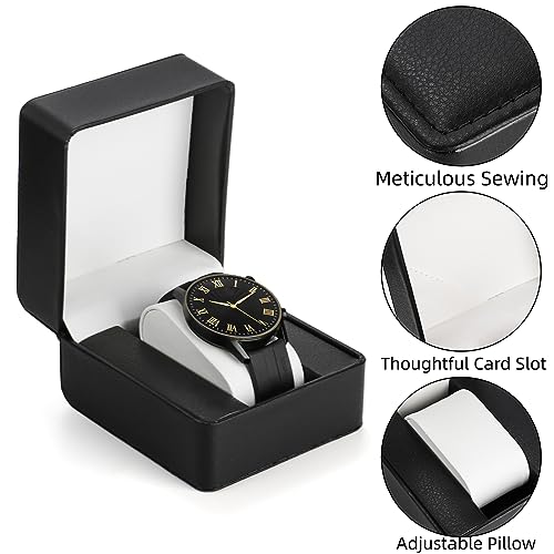 Noamus 6 Pack PU Leather Watch Gift Box, Single Watch Storage Case with Removable Pillow, Portable Black Wristwatch Display Box, Premium Luxury Travel Pocket Watch Case for Men and Women
