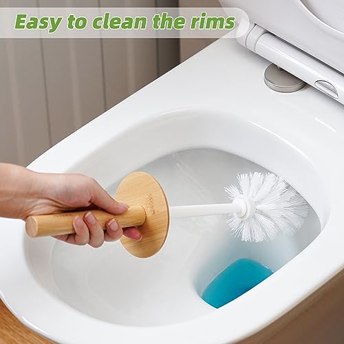 Toilet Brush, Toilet Bowl Brush and Holder Set, Bathroom Toilet Bowl Cleaner Scrub Brush Set Scrubber for Deep Cleaning, White
