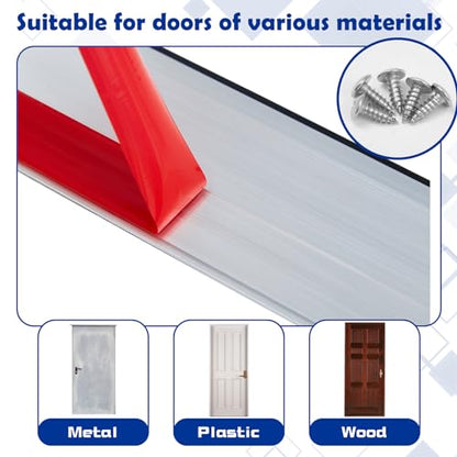 2 Pcs 36 Inches Metal Door Draft Stopper, Door Sweep, Mouse Stopper, Mice Seal Strip, Aluminum, Noise Blocker, Keep Rodents and Pests Out, Enhanced Weather Sealing, Easy to Install, Silver