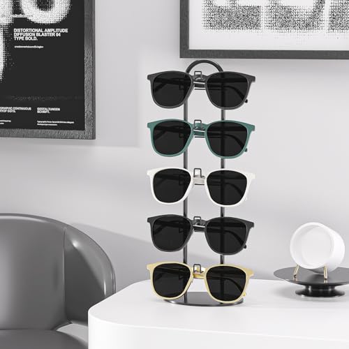 Byken Sunglasses Holder Organizer, 5 Tier Eyeglass Display Storage Stand,.Metal Sunglass Tower (Black)