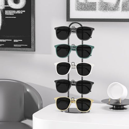 Byken Sunglasses Holder Organizer, 5 Tier Eyeglass Display Storage Stand,.Metal Sunglass Tower (Black)