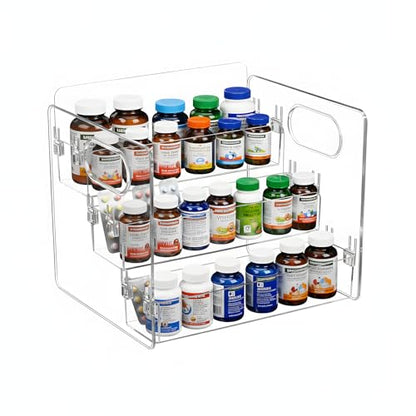 3-Tier Vitamin Storage Organizer, Organizer For Vitamin Bottles And Medicine Bottle, Vitamin Bottle Organizer For Countertop, Bathroom Cabinet Storage Items Are Clearly Visible