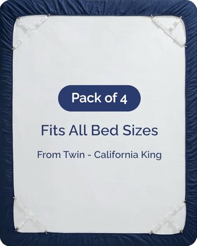 Bed Sheet Holders - Adjustable Elastic Fasteners with Metal Clips | Sheet Clips Keep Sheets in Place, Stay in Place Fitted Bedding Straps, Bed Corner Holders, Firm Tight Suspenders for Mattress