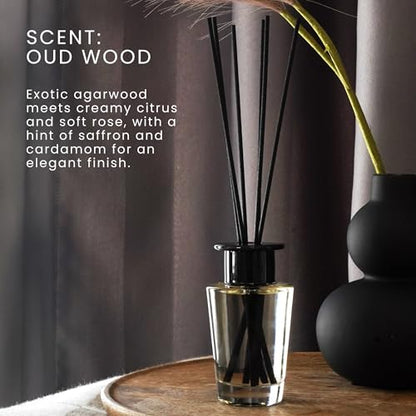 The Magic Scent Oud Wood Oil Reed Diffuser Set, 3.4 Fl Oz Reed Diffusers | Premium Fiber Reeds for Gentle Dispersal. Lasting for Up to 2 Months. Natural, Non toxic Reed Diffusers for Home.