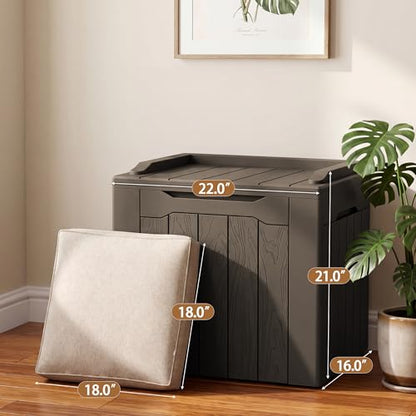JUMMICO 31 Gallon Resin Deck Box Waterproof Outdoor Storage Boxes | for Patio Furniture Cushions and Garden Tools