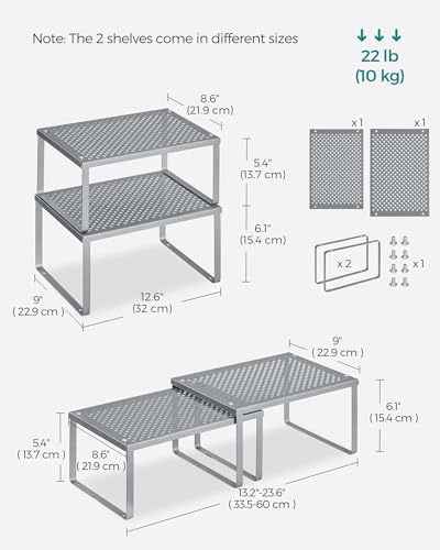 Spice Racks, Set of 2 Metal Cabinet Shelf Organize... (Silver | Metal)