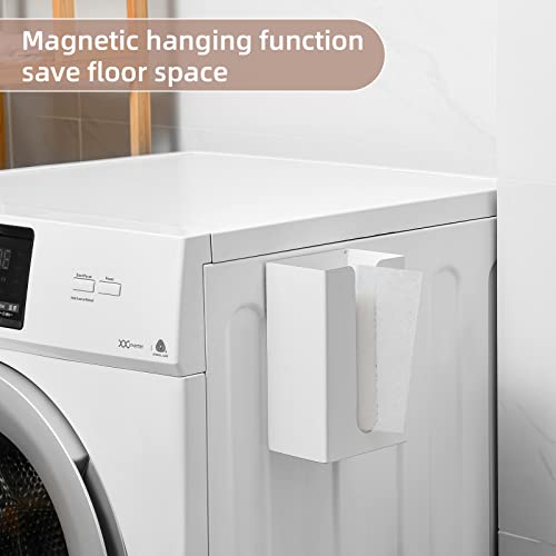 Magnetic Dryer Sheet Holder,Dryer Sheet Container Dispenser,Metal,White | Laundry Room Organizition,Wall Dryer Sheet Box,Fabric Sheet Holder,Laundry Detergent Sheets Dispenser