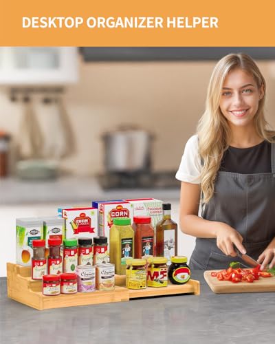 Spice Rack, 3-Tier Expandable Bamboo Spice Rack Or... (Bamboo set 2 | Bamboo)