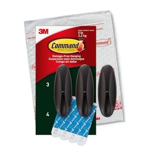 Command Outdoor Metallic Bronze Hooks, 3 Hooks, 4 Strips | Outdoor Hooks For Damage Free Hanging, Hang Wreaths, Signs, Thermometers, Artwork, And Decorations, Removes Cleanly