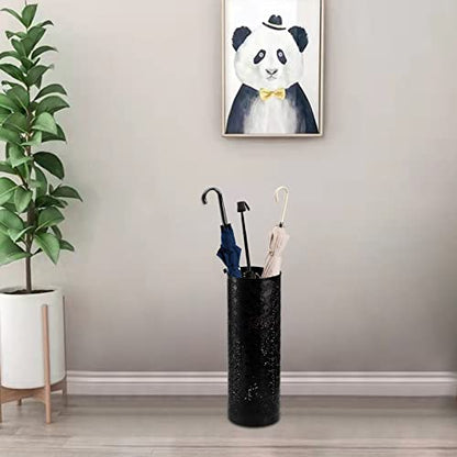 Hacaroa Metal Round Umbrella Stand Rack, Free Standing Umbrella Holder Bin, Canes Walking Sticks Holder for Entryway, Home, Office, Black