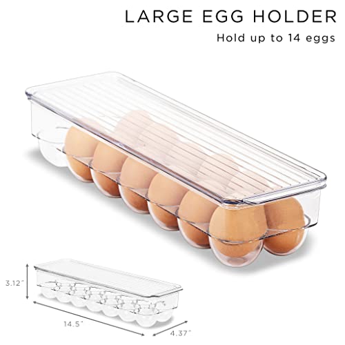 Sorbus Fridge Bins and Freezer Bins Refrigerator Organizer Stackable Food Storage Containers BPA-Free Drawer Organizers for Refrigerator Freezer and Pantry
