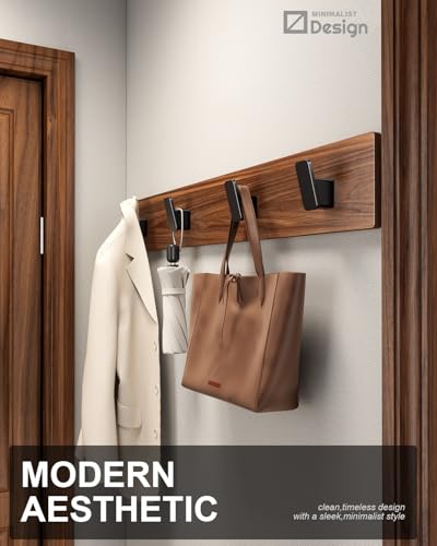4-Pack Matte Black Towel Hook for Bathroom, Robe Coat Hook, Heavy Duty Wall Hooks for Hanging Bag Hat Mudroom Bedroom Shower Closet, Drill in Hanger Mount with Screw, Holder Back of Door Outdoor