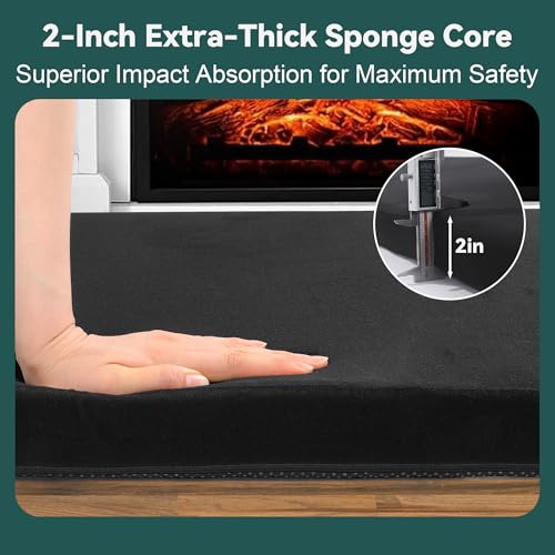 MABOZOO 2-Inch Thick Fireplace Hearth Cushion, 72"x14" Baby Proofing Seat Edge Pad for Child Safety, Soft Fireplace Baby Proofing Bench & Windowsill Protector, Black