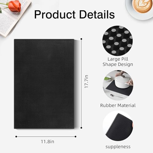 4 Pcs Black Bar Mats for Countertop, 18 x 12 Inch... (Black | Plastic)