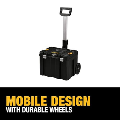 DEWALT Tool Box with Wheels Modular, Large Rolling Tool Box With Telescopic Handle, Portable Carrier Deep Stackable TSTAK Storage (DWST17820)