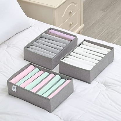 4 Pack Drawer Organizers for Clothing, 8 Grids Foldable Closet Organizers and Storage Bins for Bedroom, Dresser Organizer Boxes for Thin T-shirts, Tank Tops, Camisoles, Tights, Leggings
