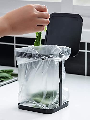 Metal Countertop Trash Can Garbage Bag Holder for Home Kitchen (Black) …