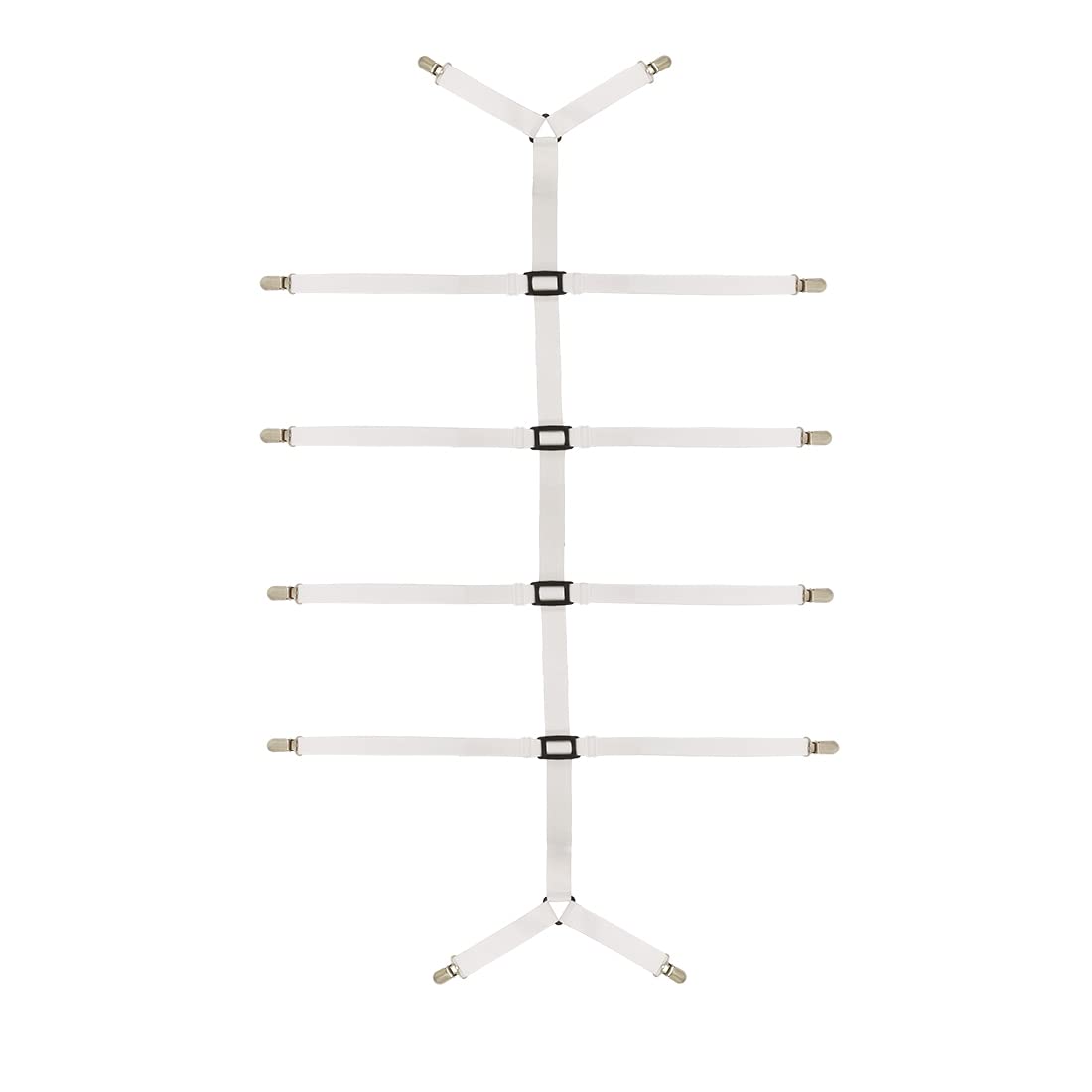 Bed Sheet Straps Adjustable Crisscross Sheet Clips Suspenders to Keep Your Bed Tidy (White)
