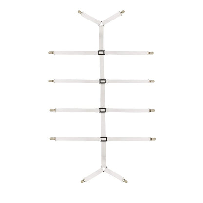 Bed Sheet Straps Adjustable Crisscross Sheet Clips Suspenders to Keep Your Bed Tidy (White)