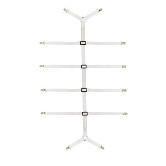 Bed Sheet Straps Adjustable Crisscross Sheet Clips Suspenders to Keep Your Bed Tidy (White)