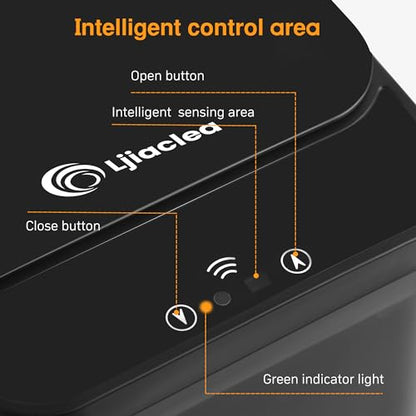 Black Bathroom Trash Can 2.6 Gallon Motion Sensor Trash Cans Automatic Touchless Garbage Bin Small Smart Trash Can for Bathroom,Kitchen, Toilet, Bedroom, RV