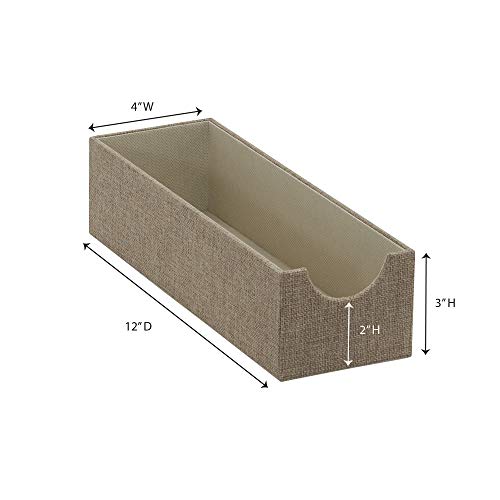 Household Essentials Brown 720-1 Deep Drawer Organizer Box for Storage | 12 in x 4 in x 3.13 (Pack of 2)