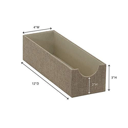 Household Essentials Brown 720-1 Deep Drawer Organizer Box for Storage | 12 in x 4 in x 3.13 (Pack of 2)