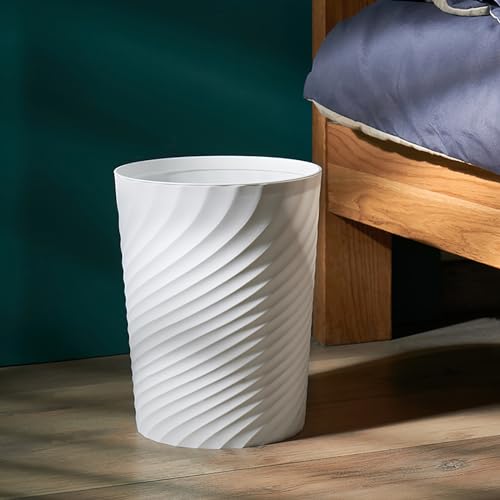 Bathroom Trash Can 1.8 Gallon Small Waste Basket Garbage Can for Dorm Kitchen Toilet Office Bedroom, 2 Pack White